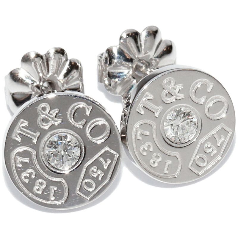 Tiffany  Co K18wg Diamond Earrings